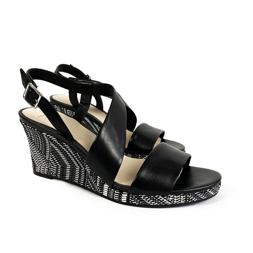 Cole Haan Ravenna Black White Wedge Sandal 7.5